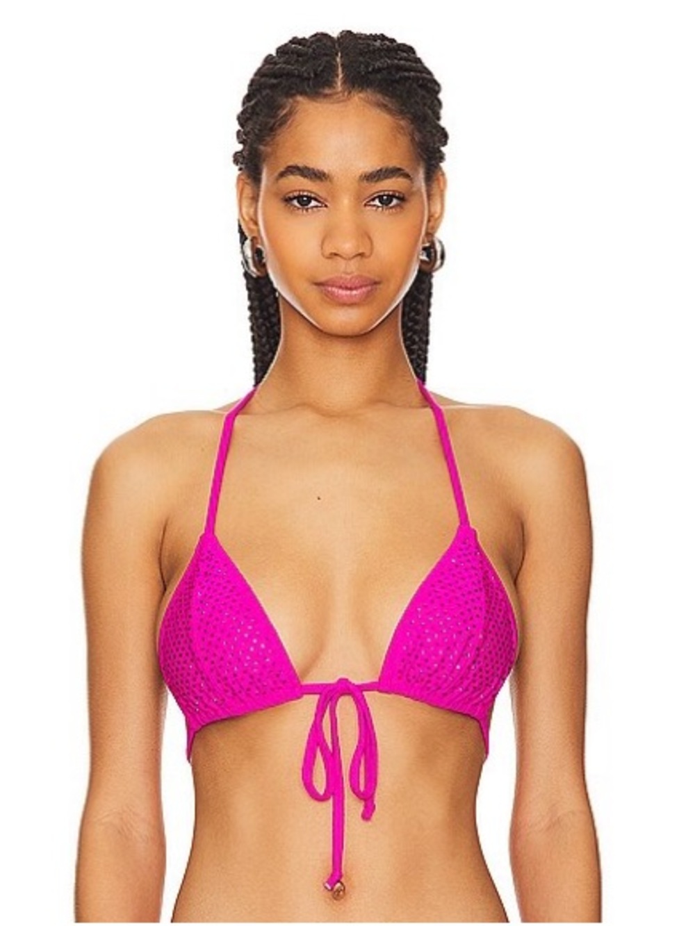 Good American Swim Perfect Fit Rhinestone Crystal Bikini Triangle Top XL